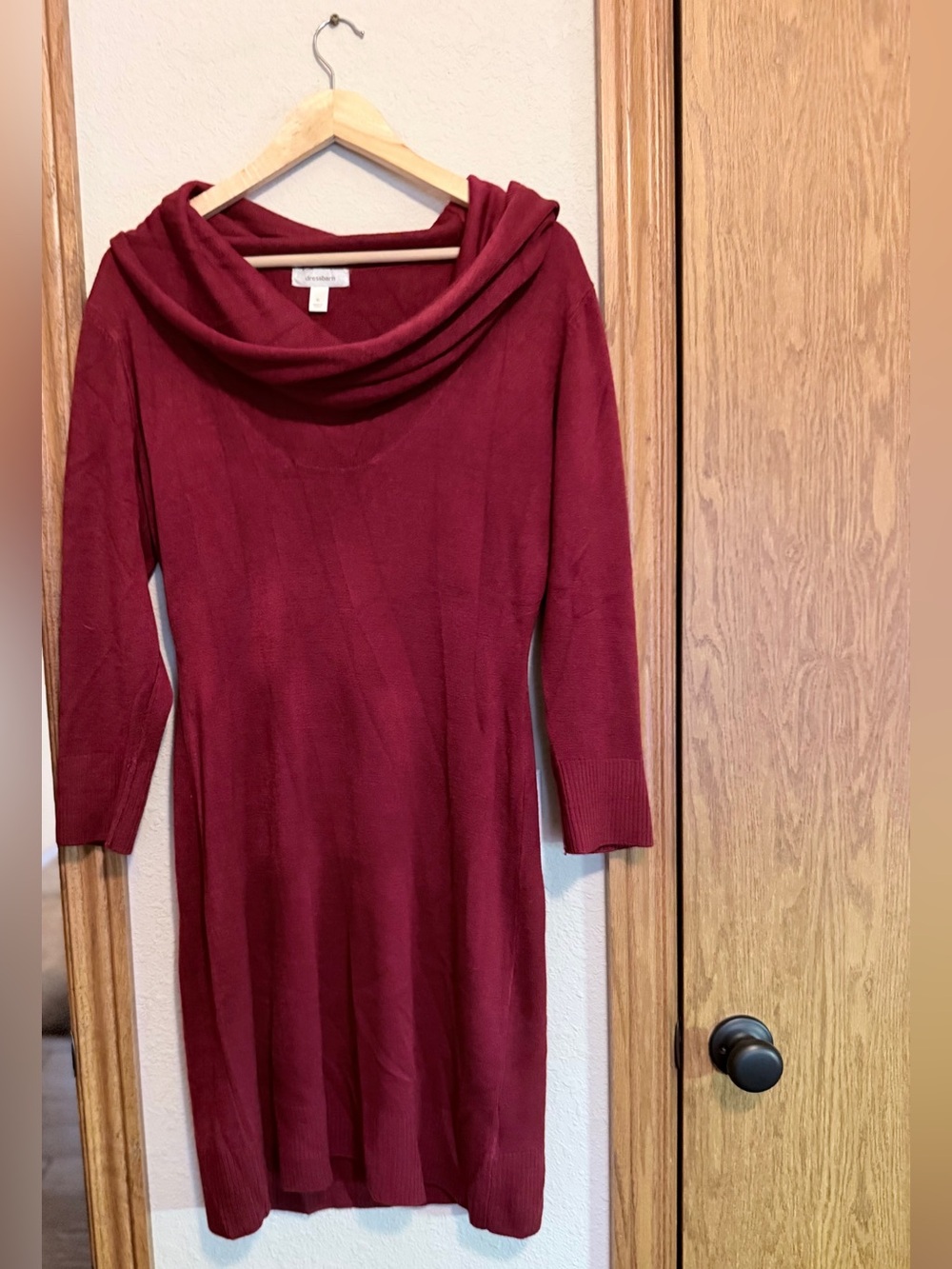 Dress Barn Wine Cowl Neck Sweater Dress
